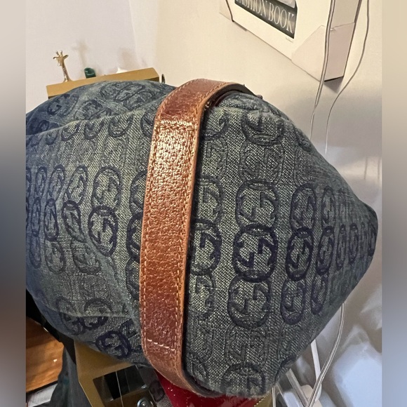 GUCCI Abbey Denim Leather Tote Bag with leather trim - Picture 9 of 10
